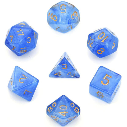 Foam Games -  Blue Silk Translucent RPG Dice Set