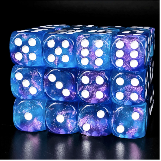 Foam Brain - PURPLE & BLUE GLITTER - 12 PIECE PIP D6'S