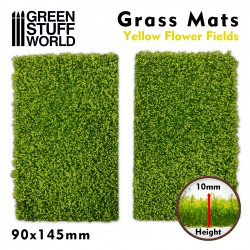 Green Stuff World - Grass Mats Cut-Out Yellow Flowers Field