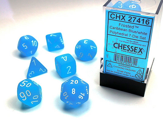 Chessex - Frosted™ Polyhedral Caribbean Blue™/white 7-Die Set