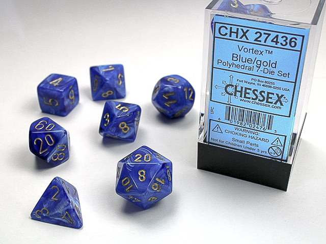 Chessex - Vortex® Polyhedral Blue/gold 7-Die Set