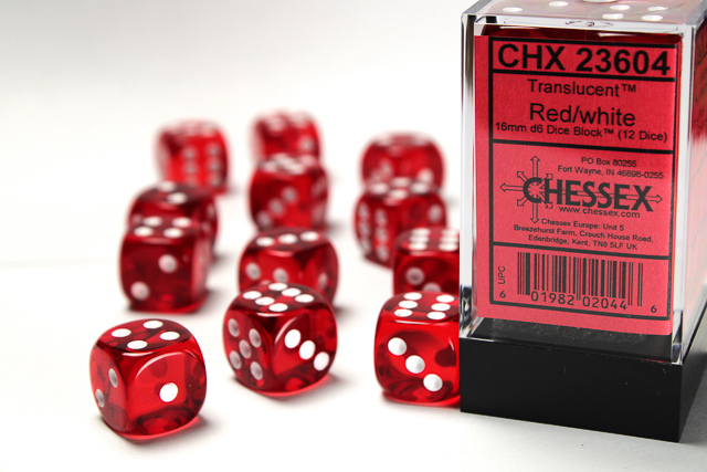 Chessex - Red/white-Translucent-12 Die Set