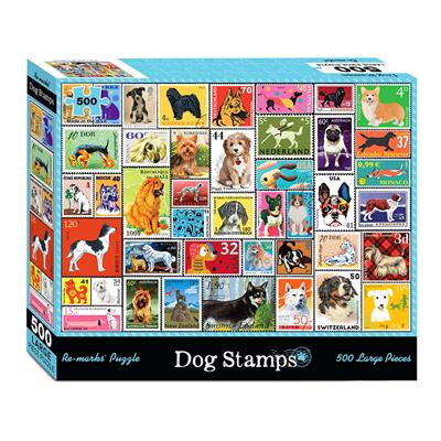 Dog Stamps 500 Piece Large Puzzle